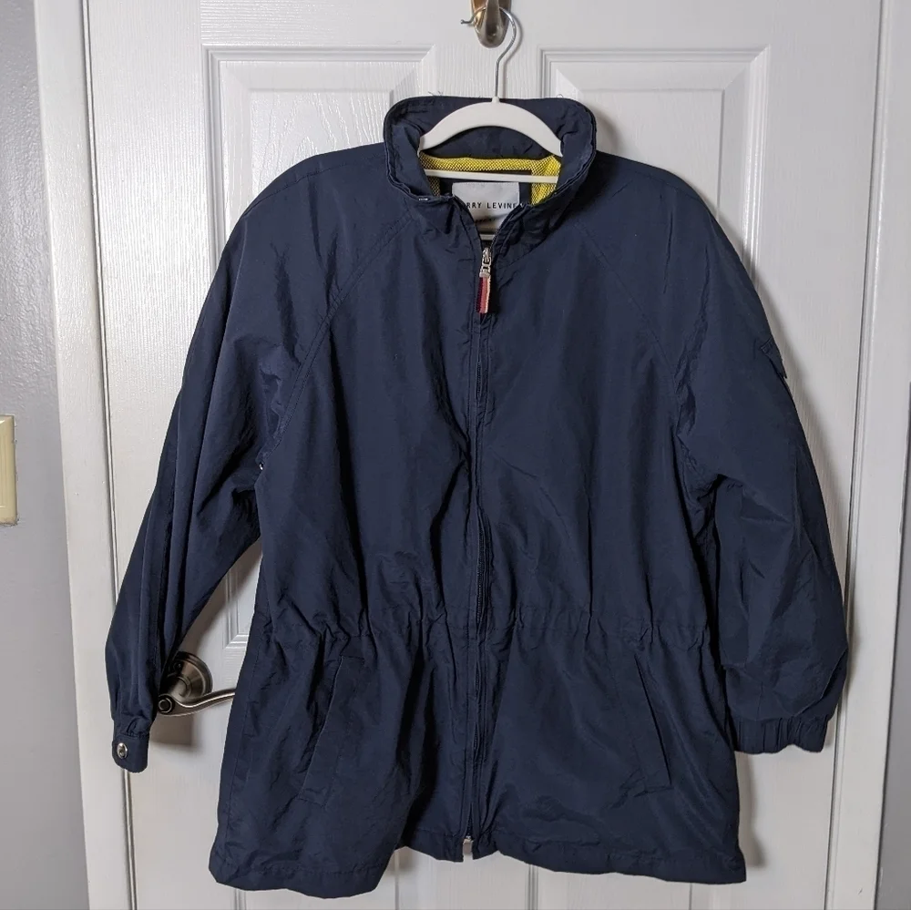 Vintage Larry Levine Sport Women's Nautical Navy Blue Anorak Jacket Size Medium